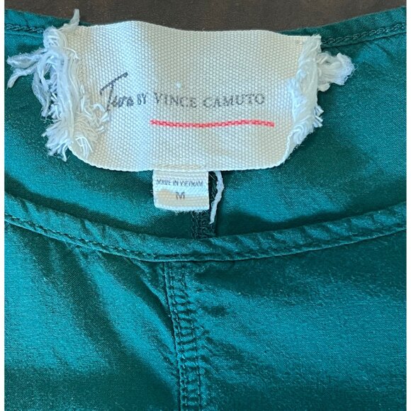 Two by Vince Camuto Green Scoop Neck Batwing Scrunch Sleeve Knit Top Medium EUC - Picture 4 of 6